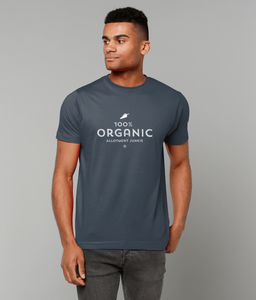 T-Shirt - Allotment Junkie - '100% ORGANIC' - Branded: Unisex Coloured Tee - Gildan Heavy Cotton