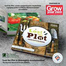 Load image into Gallery viewer, Lost the Plot - Paperback Book graphic showing the cover with logos and allotment book reviews