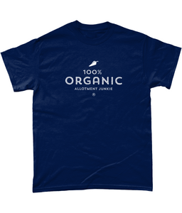 T-Shirt - Allotment Junkie - '100% ORGANIC' - Branded: Unisex Coloured Tee - Gildan Heavy Cotton